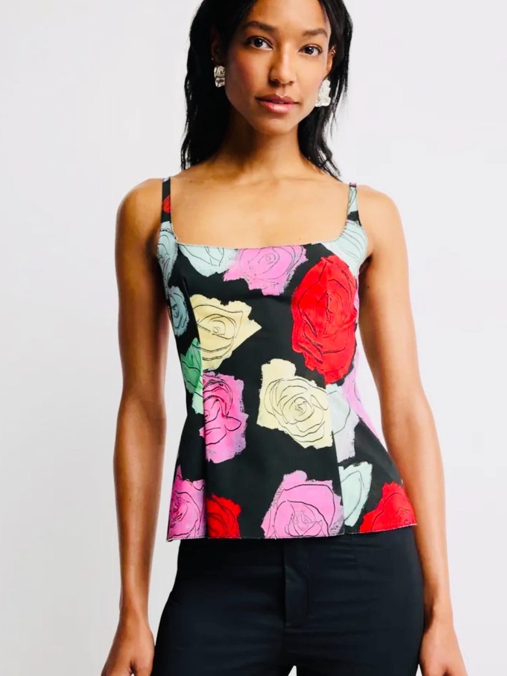 MARNI Multicolor Rose Floral Print Cotton Camisole Top IT 42 US 6